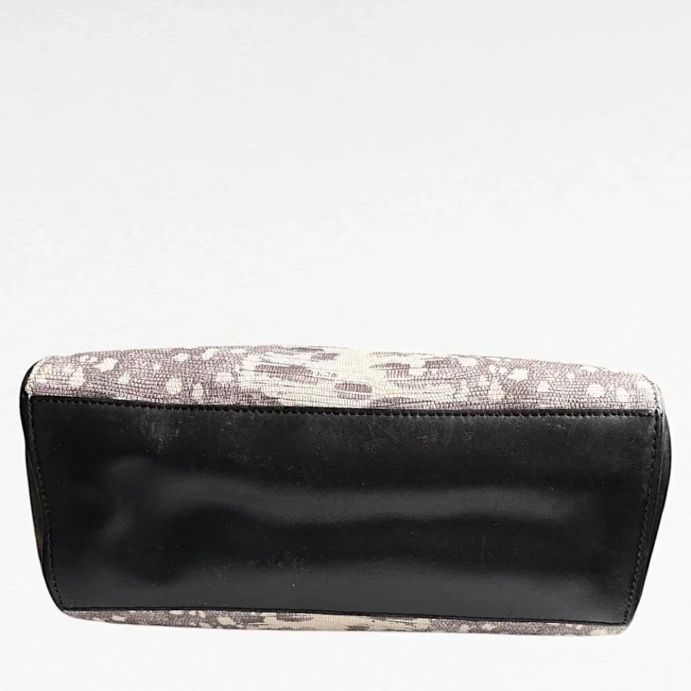 Diane von Furstenberg 440 Breakaway Black White Embossed Leather Satchel